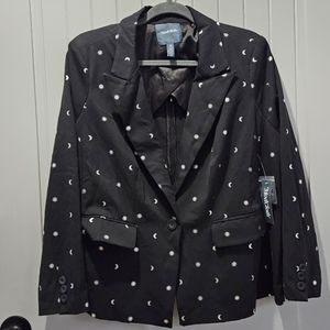 Modcloth celestial silver moon and stars black blazer jacket